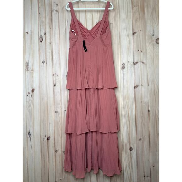 NWT Lulus Luxe Perfection Rusty Rose Pleated Tiered Backless Maxi Dress Sz XXL - Picture 5 of 9